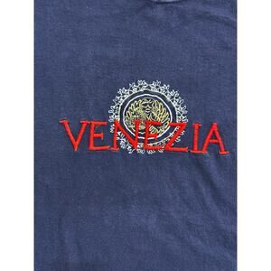 Vintage 90s Venice Venezia Embroidered Navy T Shirt Size XL